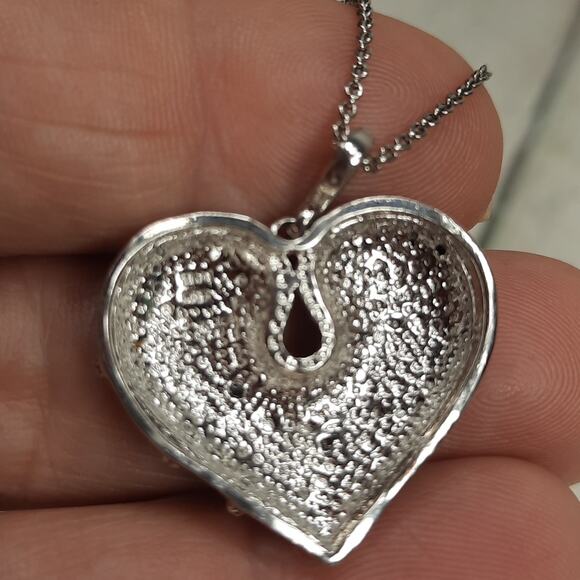 Silver‎ Heart Pendant on Silver Chain Necklace Thai FAS Fused Alloyed Silver - Picture 5 of 5